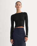 The Cropped Crew Top in Ultrafine Merino | Black