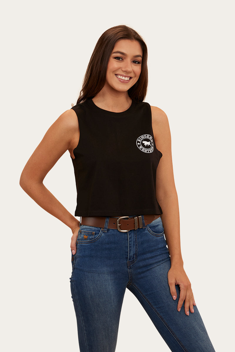 Signature Bull Womens Crop Muscle Tank