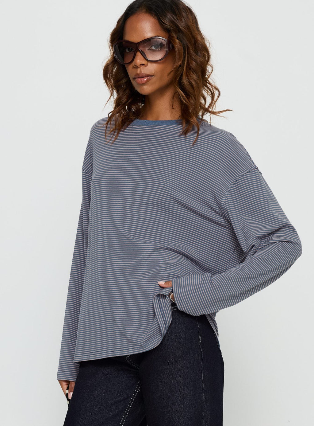 Marlah Long Sleeve Top Blue Stripe