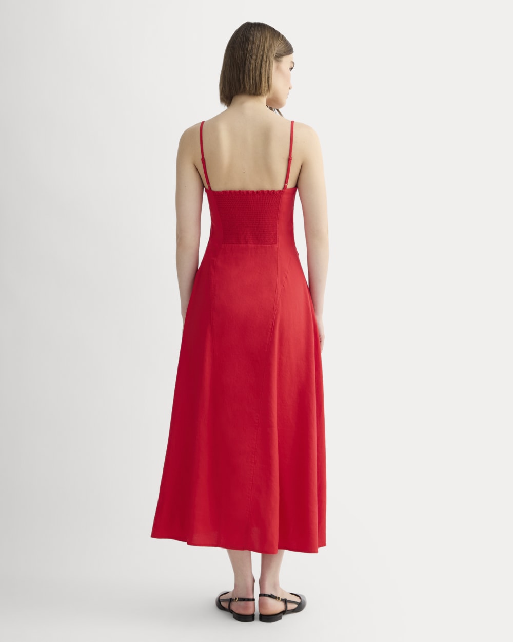 The Seamed Dress in Stretch Linen | Classic Red