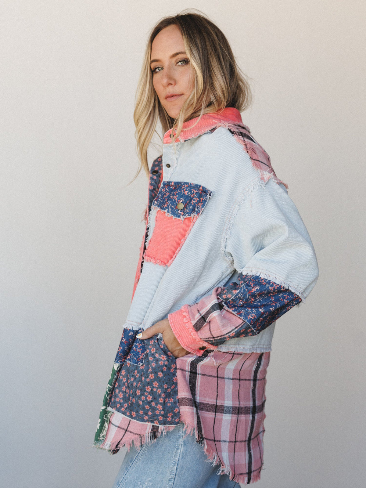Flower Mountains Button Down Top  - Coral Multi