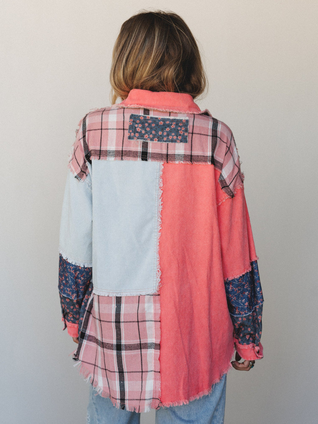 Flower Mountains Button Down Top  - Coral Multi