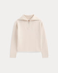 Double Knit Half-Zip in Cotton Merino | Bone/Cream/Sand/Light Camel