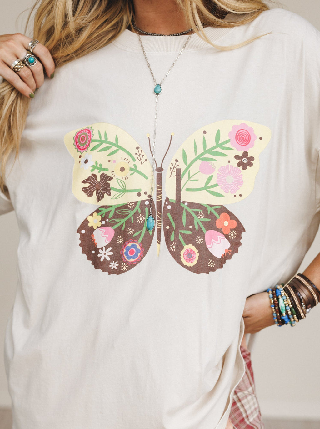 Winged Bloom Top - Beige