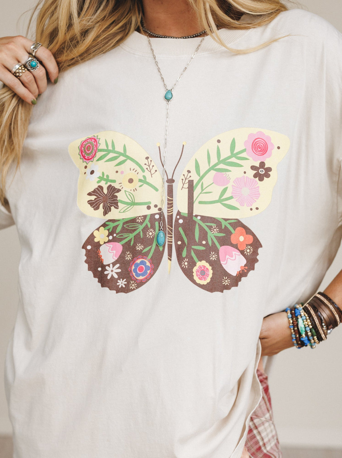 Winged Bloom Top - Beige