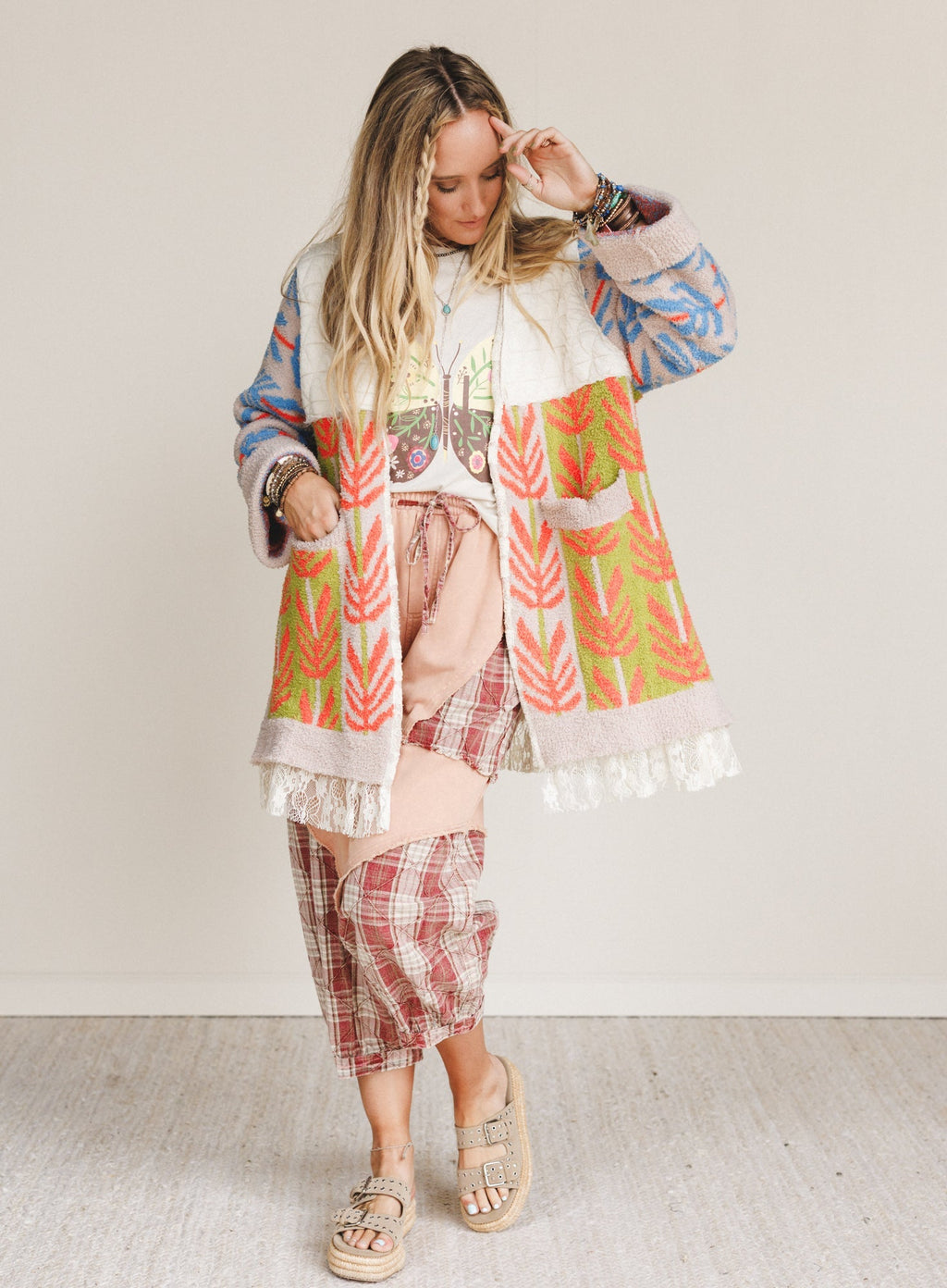 Winged Bloom Top - Beige