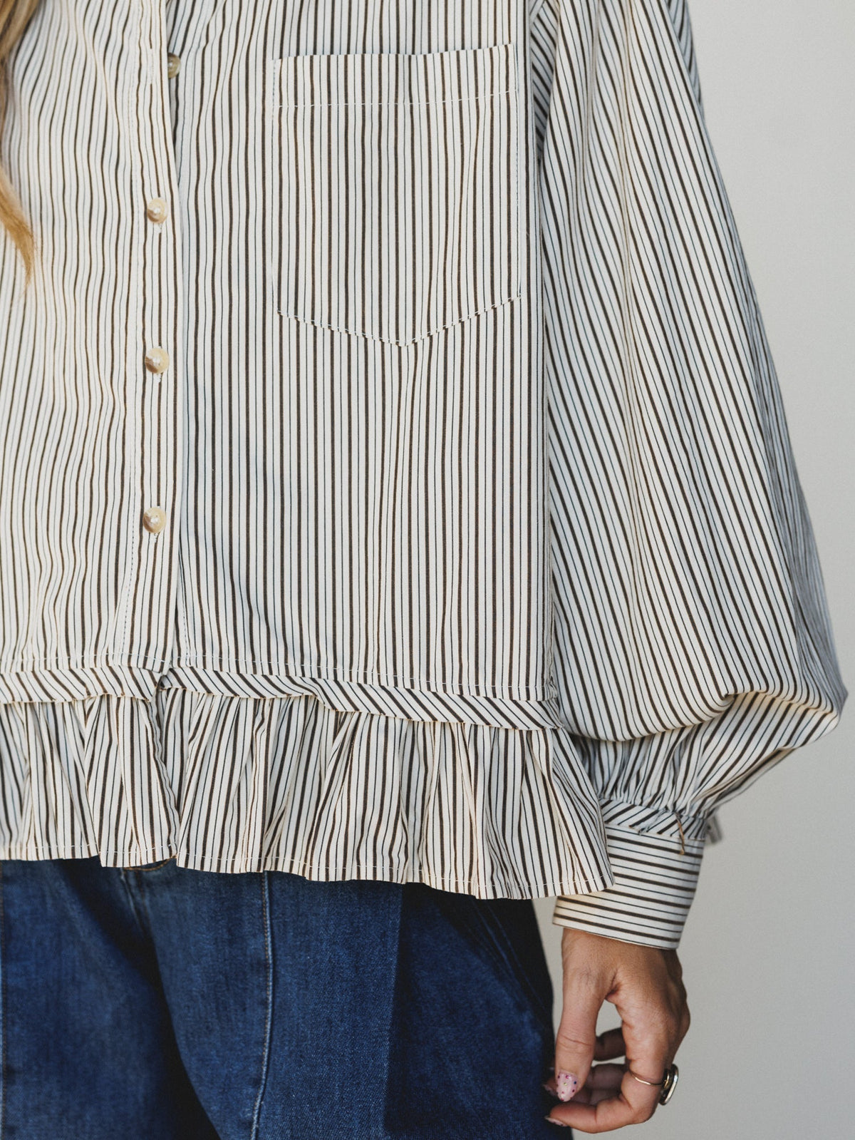 She's A Natural Ruffle Hem Blouse - Ivory