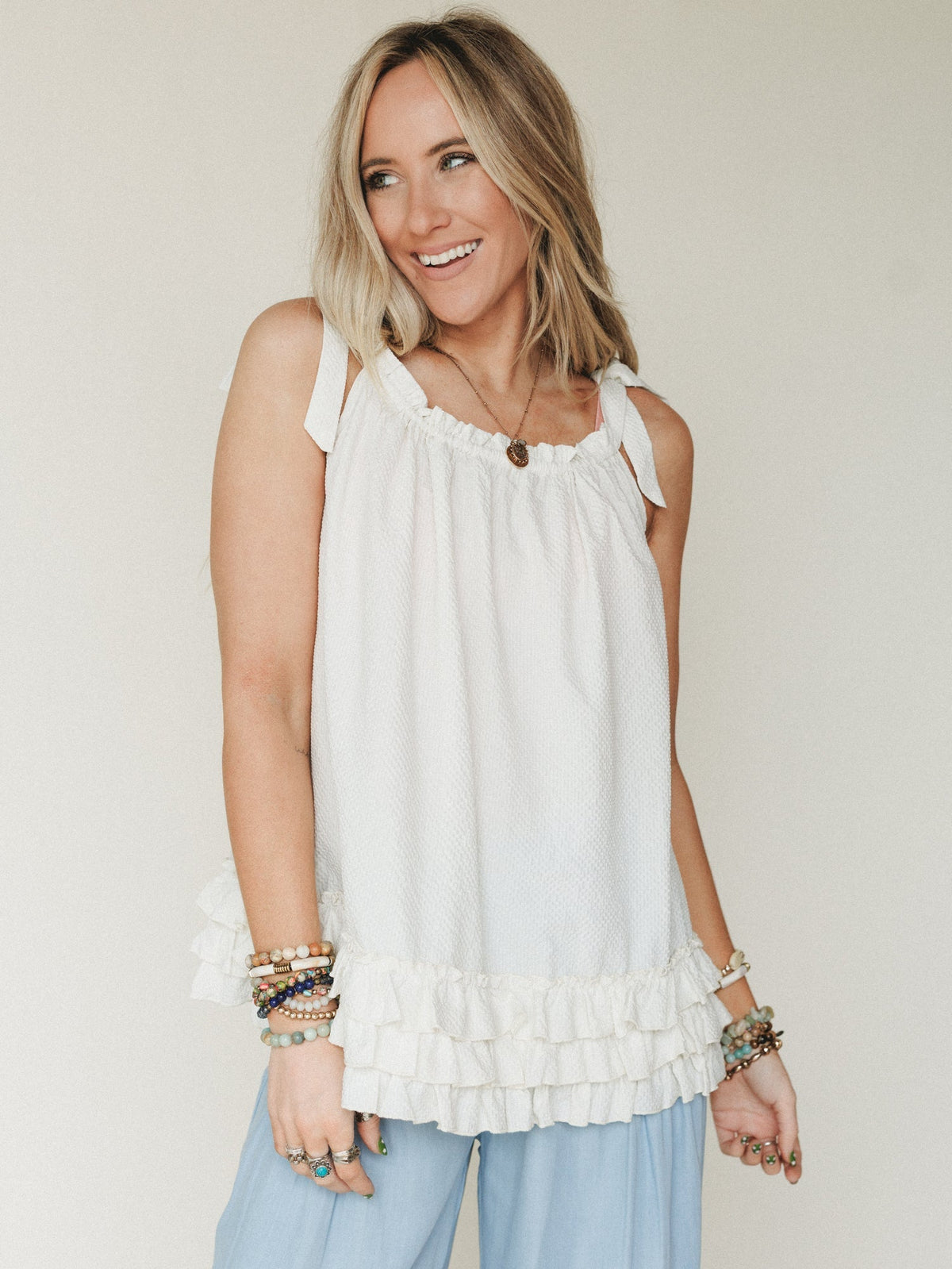 Sunrise Ruffle Tunic - Ivory