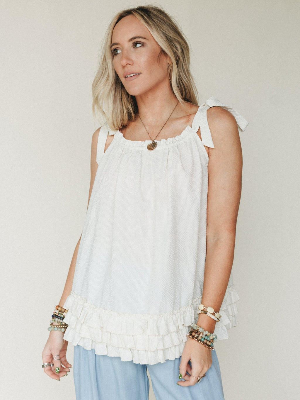 Sunrise Ruffle Tunic - Ivory