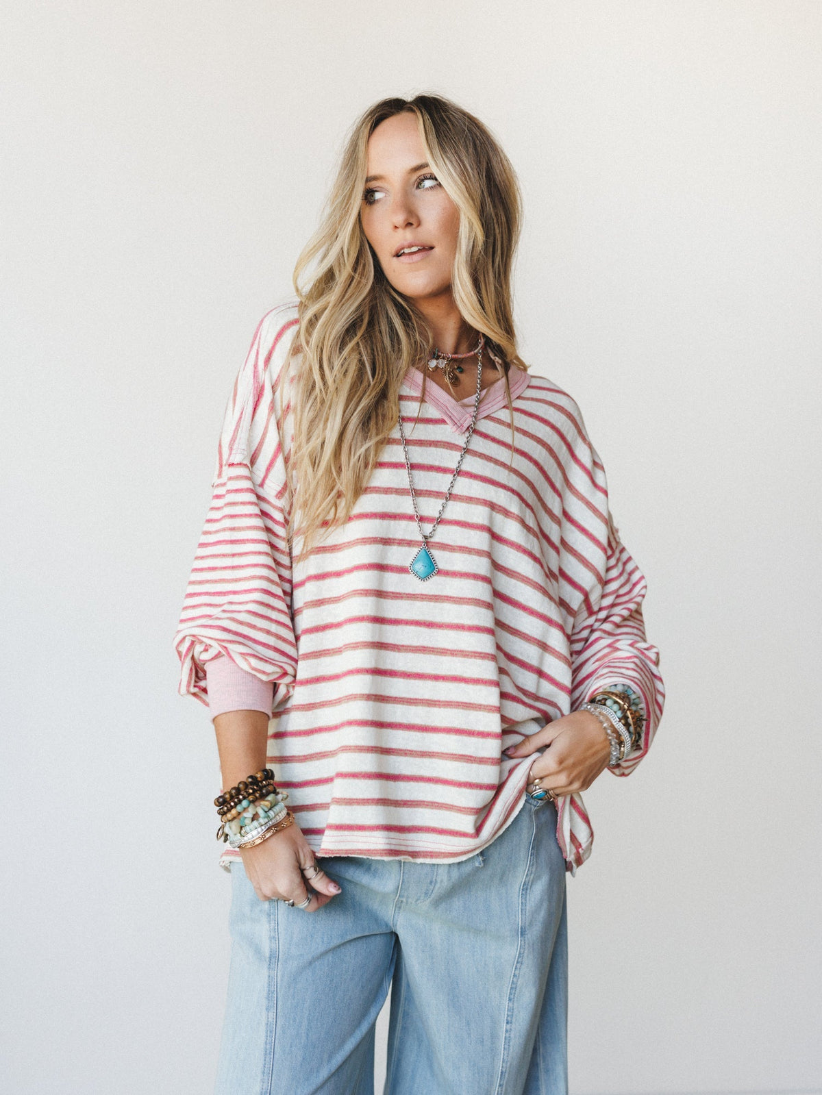 Here for the Moon Long Sleeve Tee - Pink