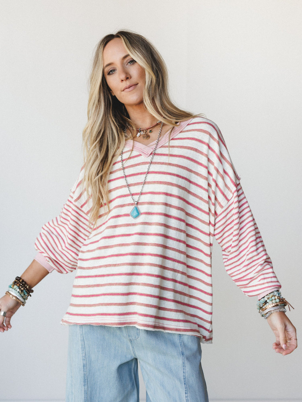 Here for the Moon Long Sleeve Tee - Pink