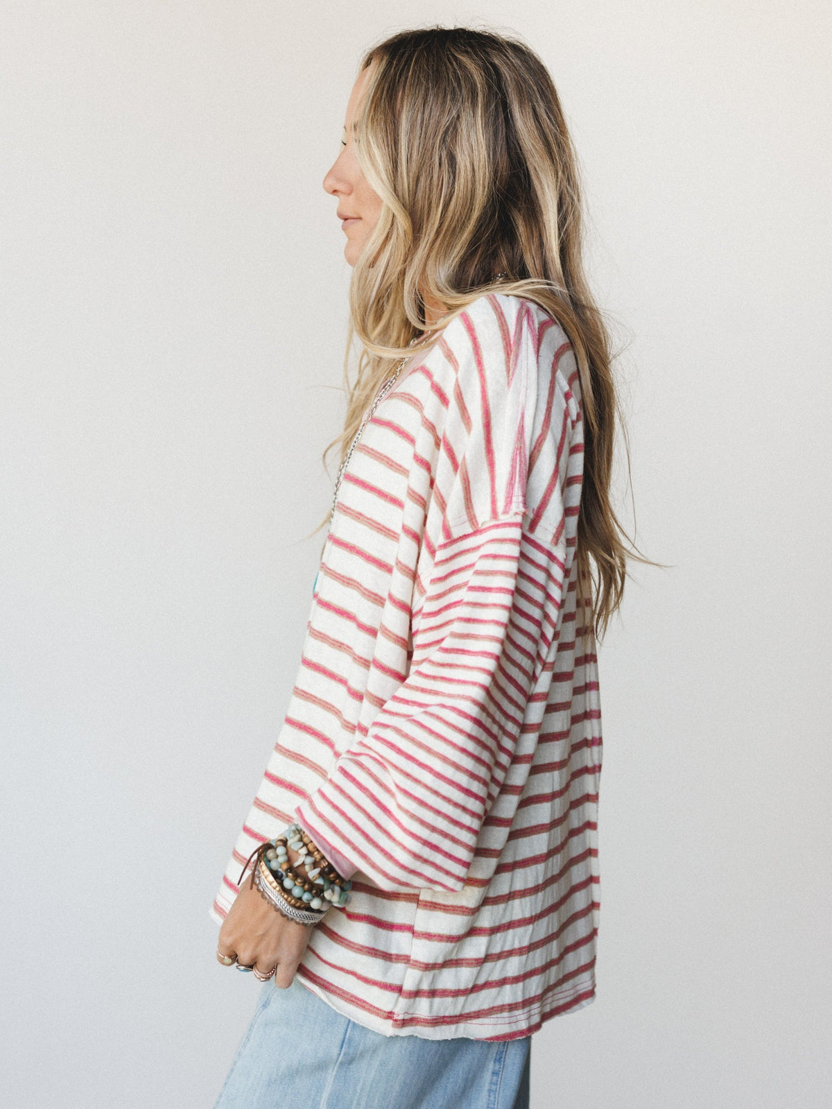 Here for the Moon Long Sleeve Tee - Pink