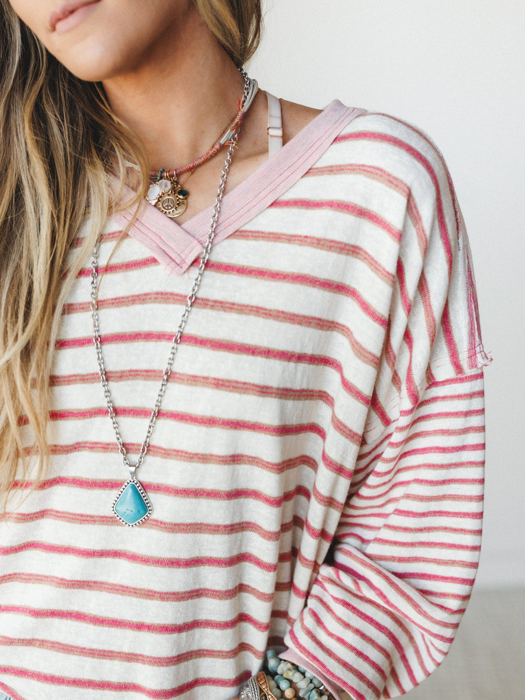 Here for the Moon Long Sleeve Tee - Pink