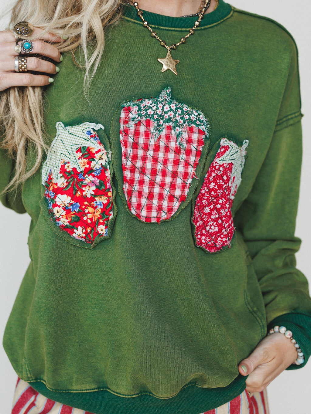 Strawberry Fields Pullover - Juniper Green