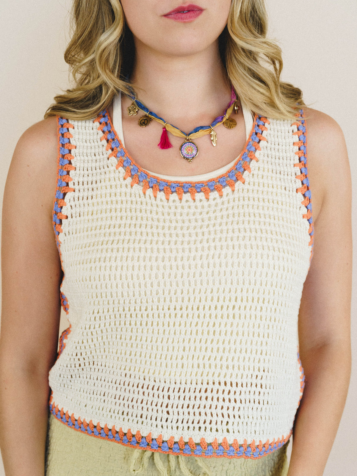 Beach Trips Crochet Tank - Ivory