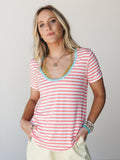 The Nest Scoop Neck Bralette Tee - Coral