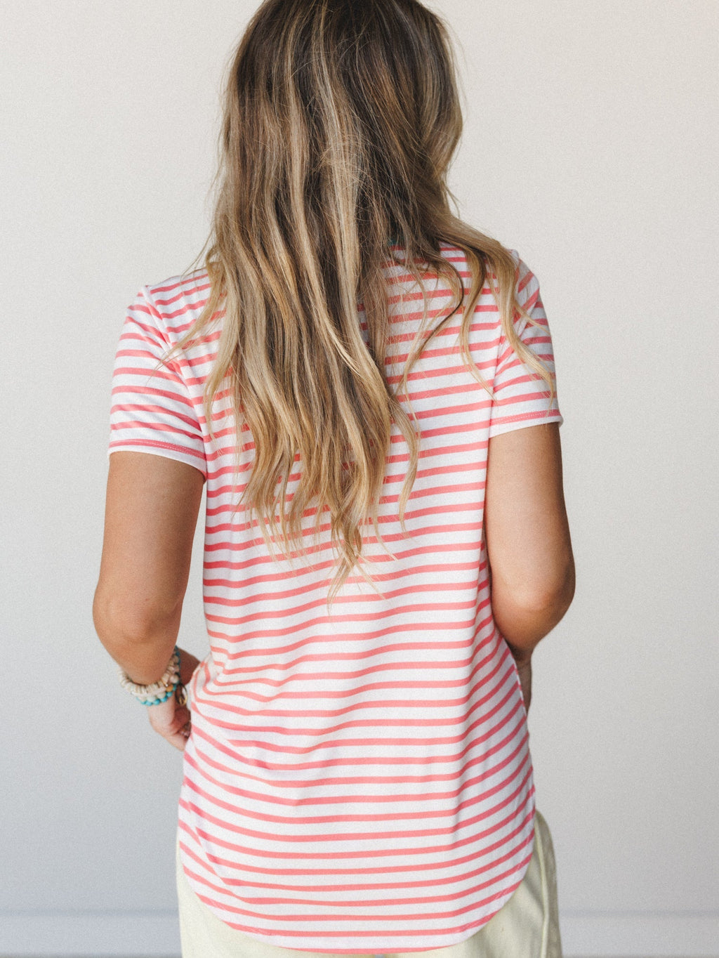 The Nest Scoop Neck Bralette Tee - Coral