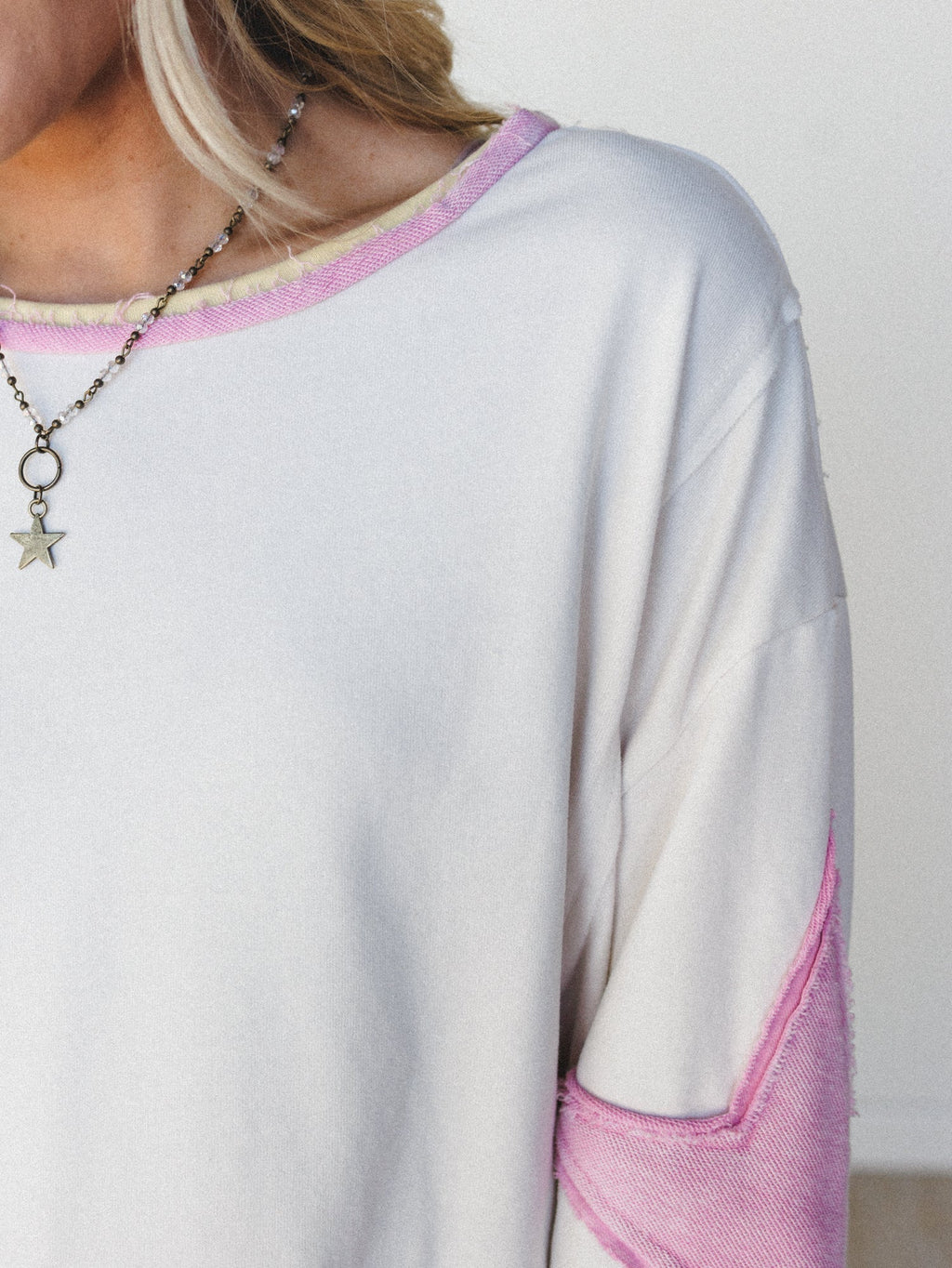 Sky of Stars Long Sleeve Top - Ecru Pink