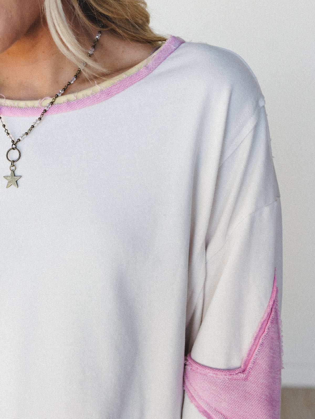 Sky of Stars Long Sleeve Top - Ecru Pink