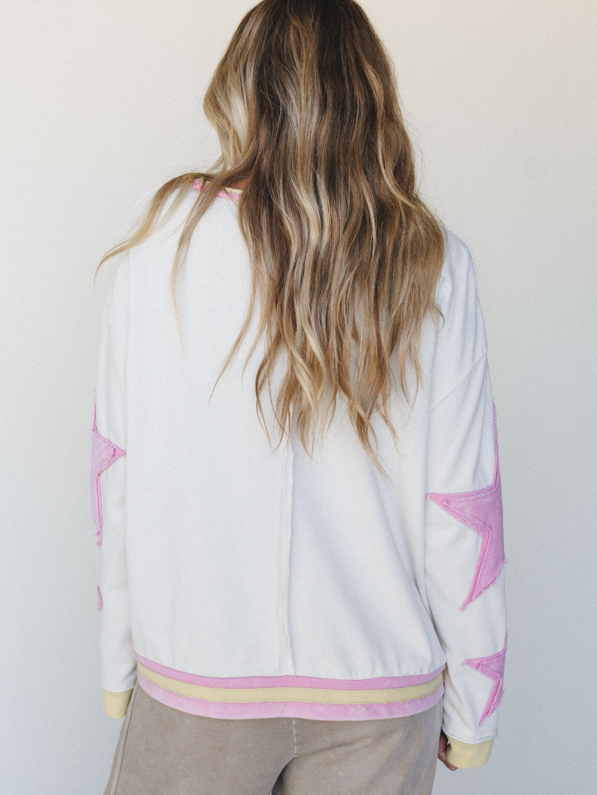 Sky of Stars Long Sleeve Top - Ecru Pink