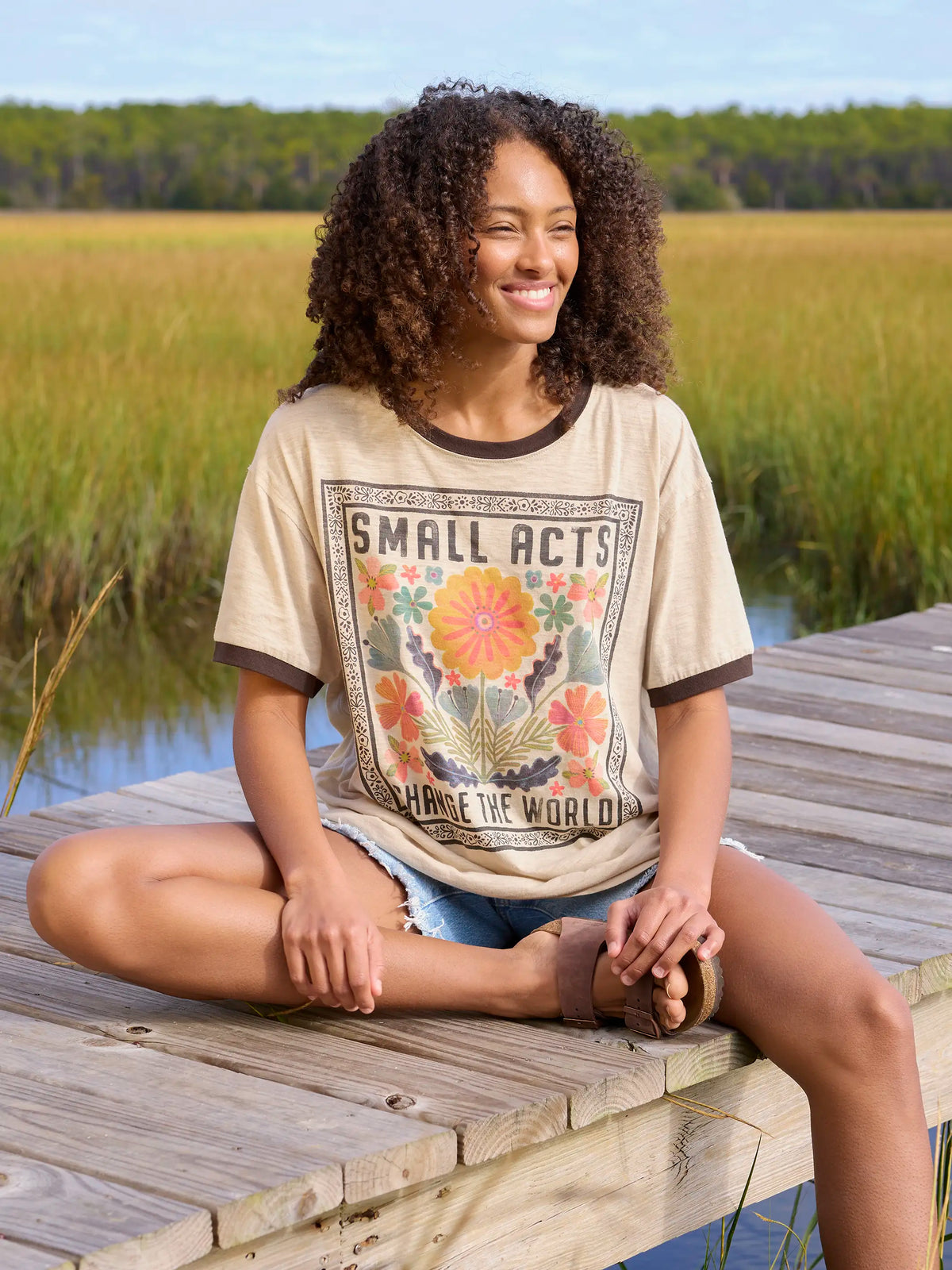 Ringer Oversized Tee Shirt - Small Acts