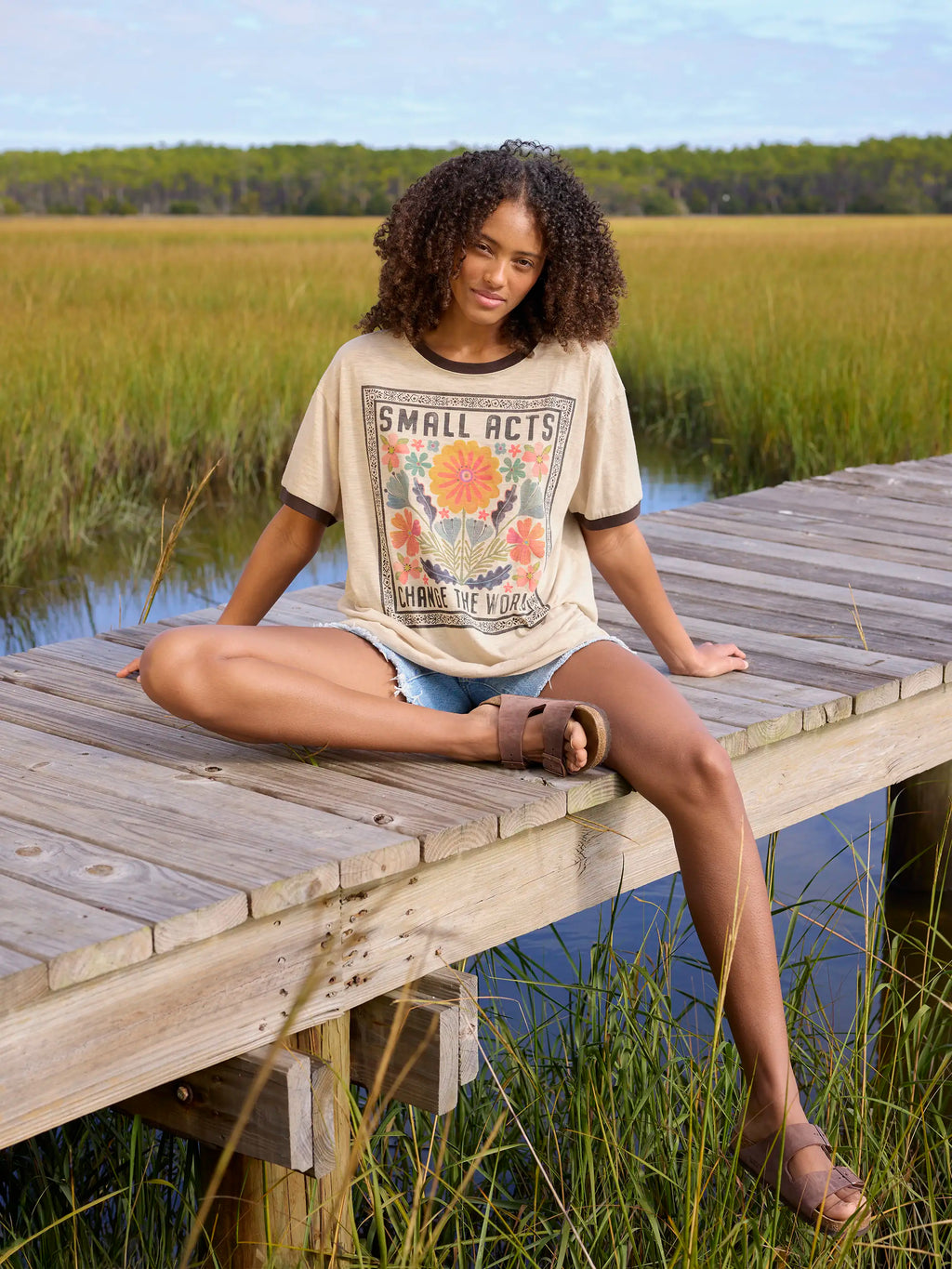 Ringer Oversized Tee Shirt - Small Acts