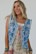 Bombshell Embroidered Vest - Indigo