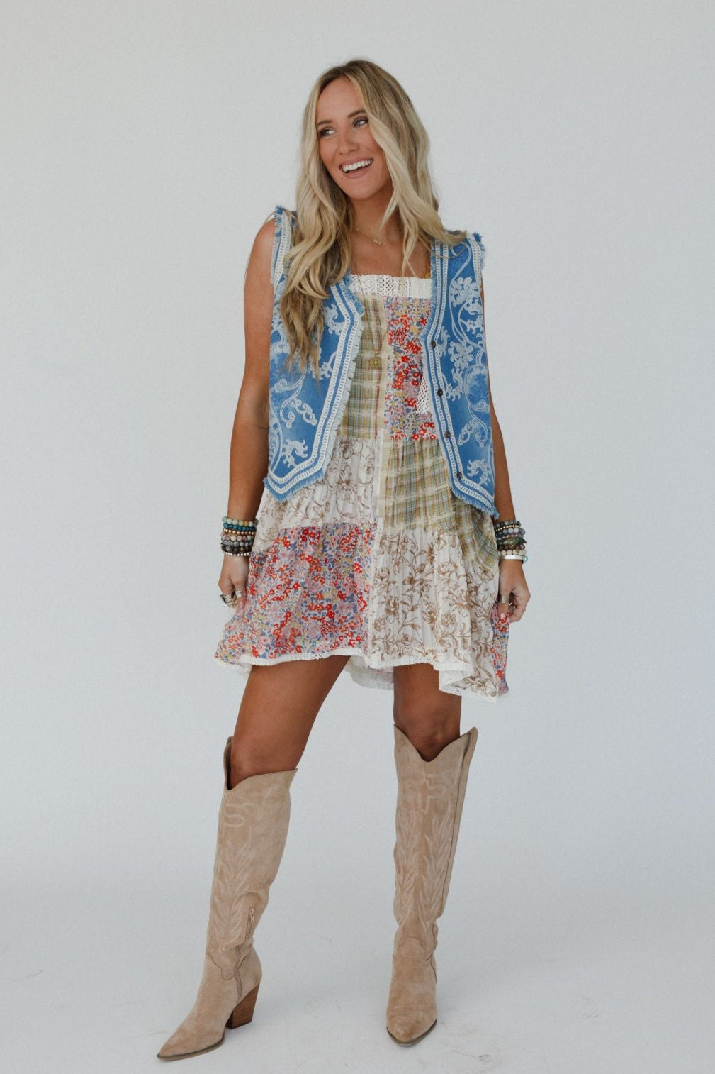 Bombshell Embroidered Vest - Indigo