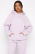 Vol. 1 Front Graphic Oversized Hoodie Lilac